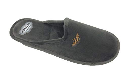 Zapatilla de Estar por casa/Biorelax/Hombre/Mod. Gris Liso/Empeine Suapel/Suela de Goma Antideslizante/Cámara de Aire/Talla 44