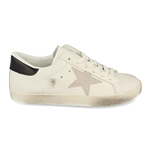 Zapatilla Plana para Mujer, Efecto Desgastado, Detalle en el Talon, y Cierre de Cordones, Primavera Verano 2021. Talla 38 Gris