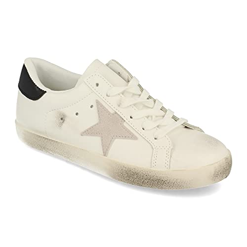 Zapatilla Plana para Mujer, Efecto Desgastado, Detalle en el Talon, y Cierre de Cordones, Primavera Verano 2021. Talla 38 Gris