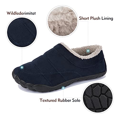 Zapatillas Casa Hombre con Espuma Viscoelástica Plantilla y Forro Cálido Fluff Zapatillas Estar Suela Goma Antideslizante Cerradas ligeras Zapatillas para Exterior e Interior , Azul Marino,41EU