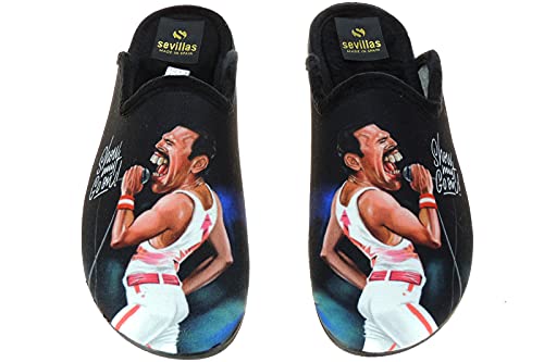 Zapatillas Casa Hombre Divertidas Caricaturas - Destalonadas, Chinelas o Semidescalzas - Rafa Nadal- Bud Spencer - Picapiedra - Freddie Mercury - Asterix y Obelix Freddie Talla 44