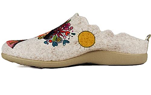 Zapatillas casa mujer fieltro Frida cómodas frase bonita - Garantía de calidad (38 EU, numeric_38)