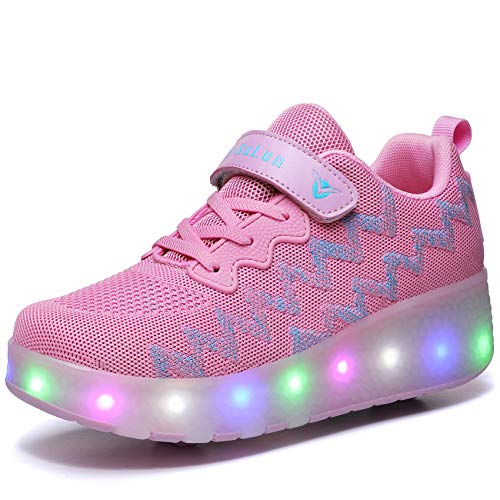 Zapatillas con Dobles Ruedas para niñas y niños Zapatos con Ruedas retráctiles con Ruedas Se Pueden Cargar Zapatos con luz LED Zapatillas Deportivas al Aire Libre