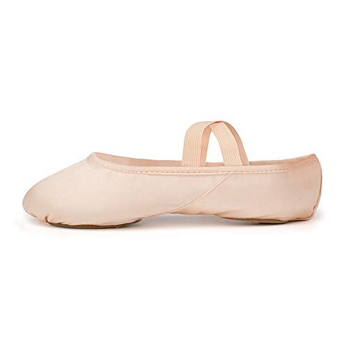 Zapatillas de Ballet Suela Partida Satín Zapatos de Danza y Gimnasia con Cinta para Niñas y Adultos 31 EU