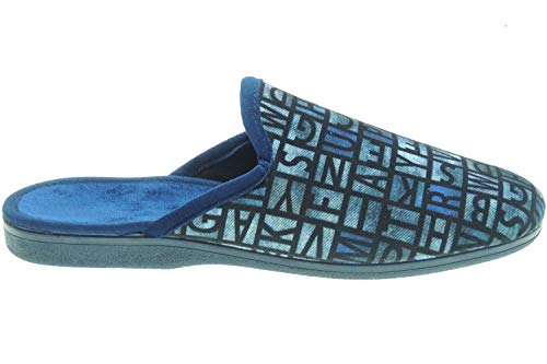 Zapatillas de Casa para Hombre - Chinela - Destalonada Descalza - Letras - Marca SEVILLAS Marino Talla 44