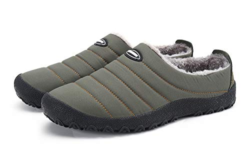 Zapatillas de Casa para Hombre Mujer Invierno Interior Exterior Antideslizantes Slippers,Verde,43