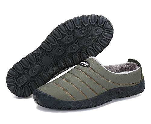 Zapatillas de Casa para Hombre Mujer Invierno Interior Exterior Antideslizantes Slippers,Verde,43