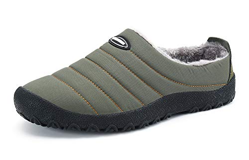 Zapatillas de Casa para Hombre Mujer Invierno Interior Exterior Antideslizantes Slippers,Verde,43