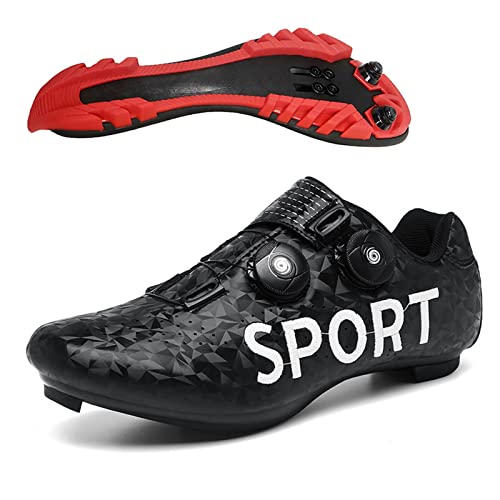 Zapatillas De Ciclismo De Carretera Negras Adultos Con Cerradura Zapatillas Ciclismo MTB Para Interiores Y Exteriores Hombres Mujeres Ciclismo Fitness Zapatillas Antideslizantes ,37 Mountain soles