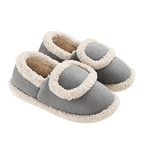 Zapatillas De Estar Por Casa De Mujer Invierno Interior Mobiliario Para El Hogar Zapatillas De Algodón Mobiliario Para El Hogar Zapatillas Gruesas Cálidas-Grey_12