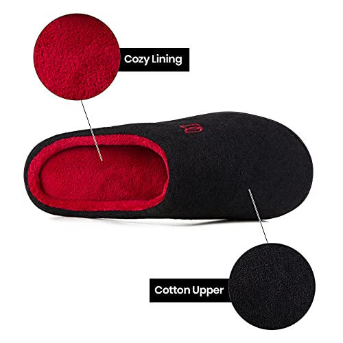 Zapatillas de Estar por casa Mujer Hombre Invierno Interior Pantuflas de casa Negro Rojo 42 43)