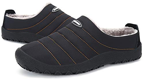 Zapatillas de Estar por Casa Mujer Hombre, Invierno Zapatos de Casa con Forro de Cálido - Cálidas y Cómodas - con Suela Antideslizante para Exterior e Interior,Negro 42