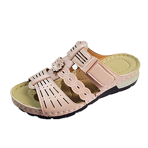 Zapatillas de estar por casa para mujer, con cuña, para verano, cómodas, ortopédicas, de punta abierta, informales, de verano