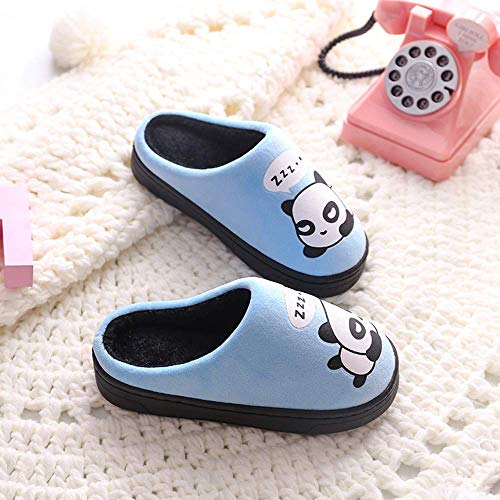 Zapatillas de Estar por Casa para Niñas Niños Otoño Invierno Zapatillas Mujer Hombres Interior Caliente Suave Dibujos Animados Panda Zapatos Azul 35/36 EU = 36/37 CN