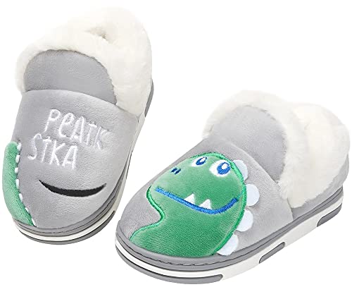 Zapatillas de Estar por Casa para Niños Niñas Pantuflas Invierno Casa Caliente Peluche de Zapatilla Slipper Interior Gris 16/17=23-24EU