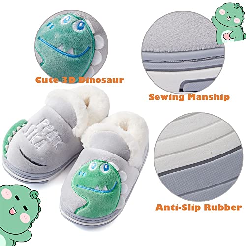 Zapatillas de Estar por Casa para Niños Niñas Pantuflas Invierno Casa Caliente Peluche de Zapatilla Slipper Interior Gris 22=31-32EU