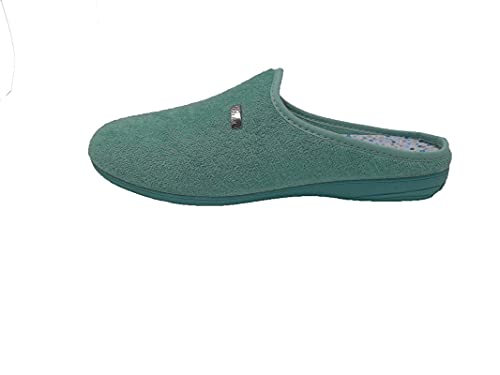 Zapatillas de estar por casa/Mujer/Biorelax/Apto plantilla ortopedica/Plantilla extraible/Empeine :Algodón Rizo/Aguamar/Talla 37