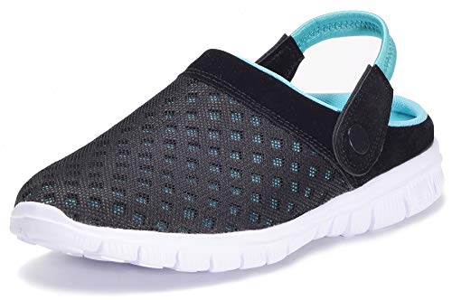 Zapatillas de Jardin Mujer Sandalias de Playa Hombre Zuecos de Sanitarios Zapatillas Ligeros Respirable Zapatos Verano,Negro Azul,EU 40