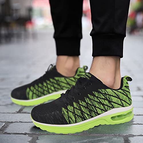 Zapatillas de running para mujer, de tejido de malla transpirable, antideslizantes, antideslizantes, calzado, para correr, para exteriores, Jogging Walking Tennis, verde, 38 EU