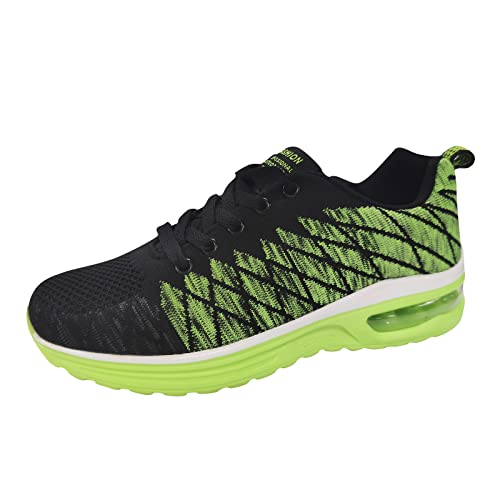 Zapatillas de running para mujer, de tejido de malla transpirable, antideslizantes, antideslizantes, calzado, para correr, para exteriores, Jogging Walking Tennis, verde, 38 EU