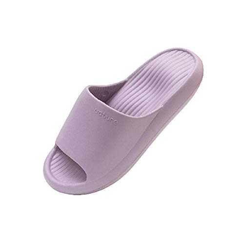 Zapatillas de sandalias de masaje con patrón de ondas Zapatillas de interior de baño de fondo suave grueso Sandalias de Ducha Zapatillas de Playa,Light purple,39-40