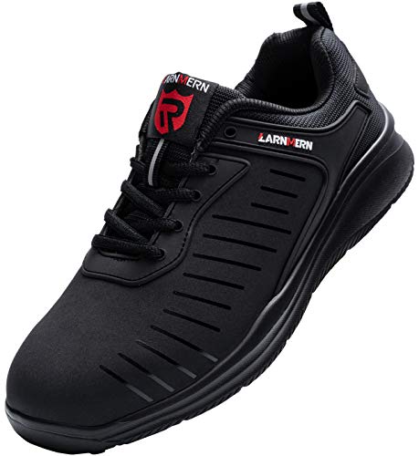 Zapatillas de Seguridad Mujer/Hombre DY-112, Zapatos de Trabajo con Punta de Acero Ultra Liviano Suave y cómodo Transpirable, Profundo Negro, 43 EU