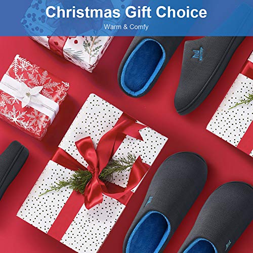 Zapatillas de zueco de espuma viscoelástica para hombre Casa Interior Exterior Acogedor Invierno Cálido Antideslizante Zapatos para el hogar Dormitorio Casual Suela de goma Azul Tamaño 42 43