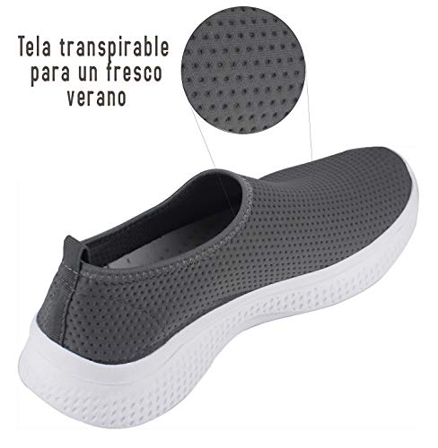 Zapatillas Deportivas de Tela Transpirables para Verano, Tenis con Soporte para el Talón Anti resbalante (Gris, Numeric_42)