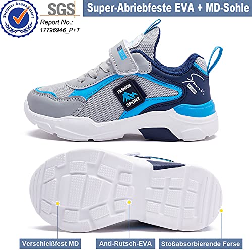 Zapatillas Deportivas Niños 28EU Zapatos Deportes Niño Tenis Zapatillas de Baloncesto Muchacho Zapatillas de Correr Chico Zapatillas de Gimnasia Running Fitness Sneakers Unisex Ligeras Gris Azul