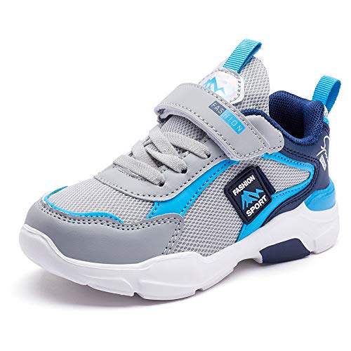 Zapatillas Deportivas Niños 28EU Zapatos Deportes Niño Tenis Zapatillas de Baloncesto Muchacho Zapatillas de Correr Chico Zapatillas de Gimnasia Running Fitness Sneakers Unisex Ligeras Gris Azul