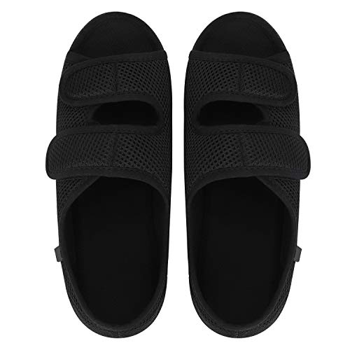 Zapatillas diálogas para mujer, regulables, ortopédicas, con punta abierta, grande, con cierre de velcro para personas mayores, pies hinchados, artritis y edema, para interiores y exteriores