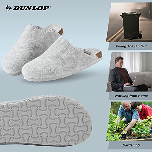 Zapatillas Dunlop para Hombre, Zapatillas de Fieltro, Suela de Goma Antideslizante, Calzado Interior y Exterior (43 EU, Gris, Numeric_43)