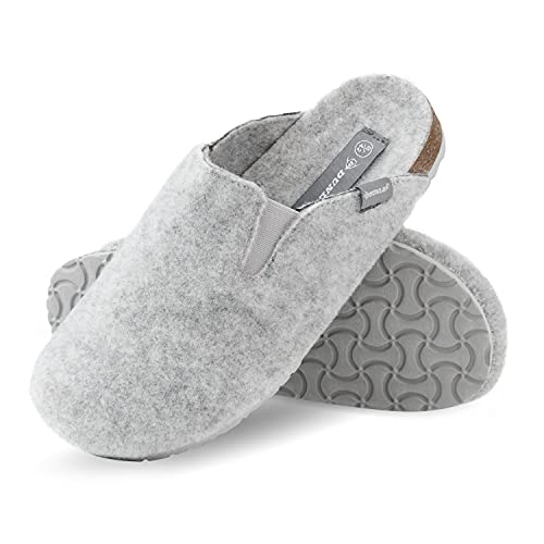 Zapatillas Dunlop para Hombre, Zapatillas de Fieltro, Suela de Goma Antideslizante, Calzado Interior y Exterior (43 EU, Gris, Numeric_43)