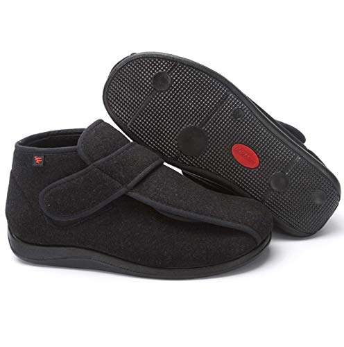 Zapatillas Ortopédicas Ajustables con Velcro para Mujer Y Hombre, Comodidad Extra Ancha para Artritis, Pies Hinchados, Zapatos para Caminar, Zapatos para Edema, Cierre Fácil,Negro,44