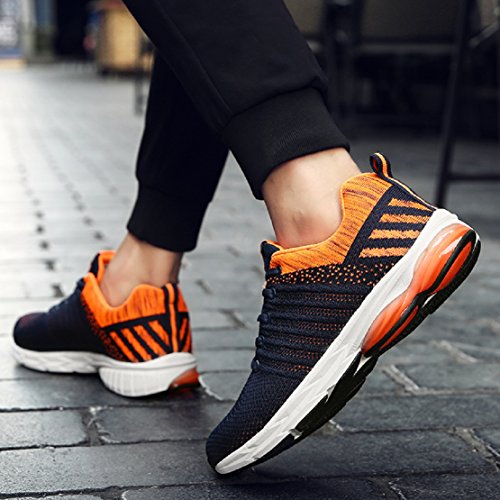 Zapatillas Running para Hombre Aire Libre y Deporte Transpirables Casual Zapatos Gimnasio Correr Sneakers Naranja 43