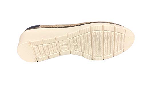 Zapato de mujer de verano con doble elástico, cuña de 5 cm, empeine microperforado y plantilla de piel extraíble, artículo 664060 con cuerda/taúpee Beige Size: 37 EU