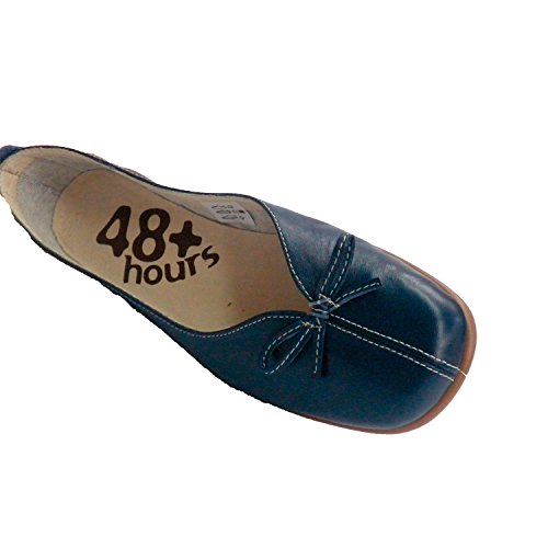 Zapato Mujer cuña Baja Tipo manoletina Abertura en Empeine con Lazo 48 Hours en Azul Talla 36