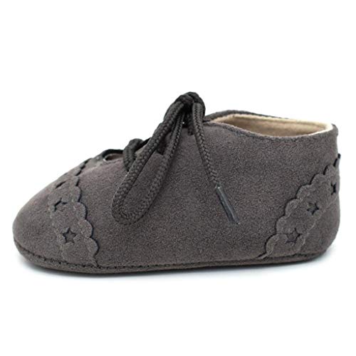 Zapatos Bebé Niña 2019 SHOBDW Zapatos Bebé Niño Verano Suela Suave Antideslizante Zapatillas Ata para Arriba Zapatos Bajos Linda Zapatos Bebé Recién Nacida Zapatos Bebe Primeros Pasos(Gris 2,6~12)