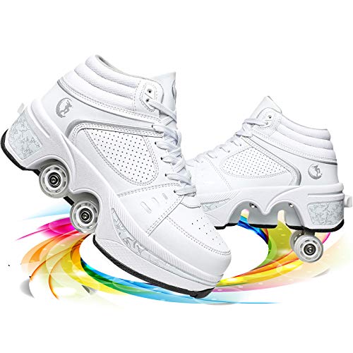 Zapatos con Ruedas para Niños Y Niña, Zapatos Multiusos 2 En 1 Patines Zapatillas Deportes Al Aire Libre De Deporte