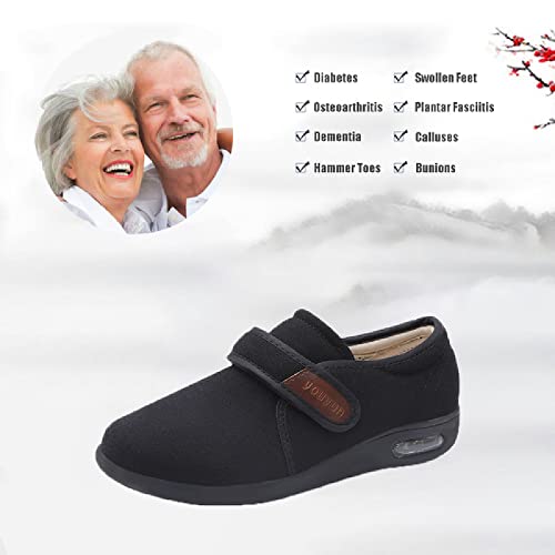 Zapatos De Artritis De Cojines De Aire para Mujeres，Zapatos Diabéticos Respirable Zapatillas Ortopédica para ensanchar Ajustable Cómoda Artritis Edema Zapatos hinchados，Black▁42