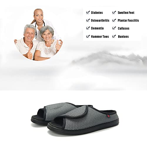 Zapatos De Edema para Pies Hinchados，Ancho Extra Ancho Zapatillas de Edema para Artritis Ajustables para Edema de Edad Avanzada, Regalos para diabéticos，Grey▁37