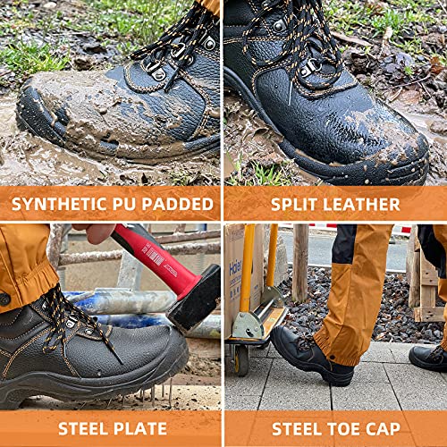 Zapatos de seguridad para hombres Botas de trabajo con punta de acero Zapatos de trabajo impermeables antideslizantes Botas de seguridad para construcción al aire libre 43EU