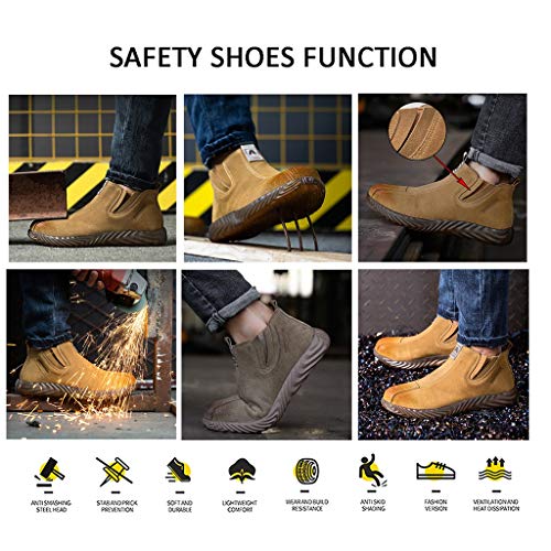 Zapatos de trabajo Zapatos de trabajo para hombres Conjunto de cuero de vaca antishielo Pie Soldder Safety Botas de tobillo Tendón de carne Superior Protección de seguridad Casual Zapatos industriales