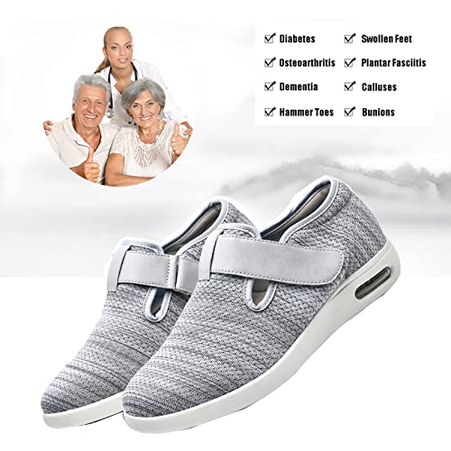 Zapatos hinchados，Cierre Ajustable, Ligero para Edema diabético, Fascitis Plantar, juanetes, Artritis, pies hinchados，Light Grey▁43