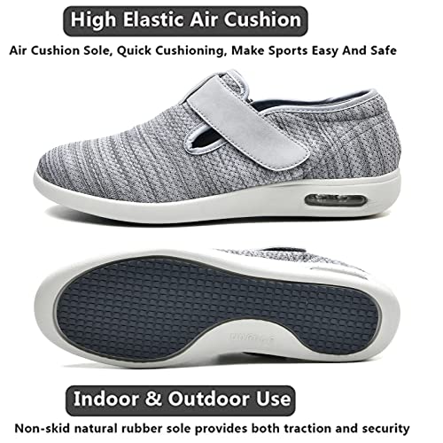 Zapatos hinchados，Cierre Ajustable, Ligero para Edema diabético, Fascitis Plantar, juanetes, Artritis, pies hinchados，Light Grey▁43