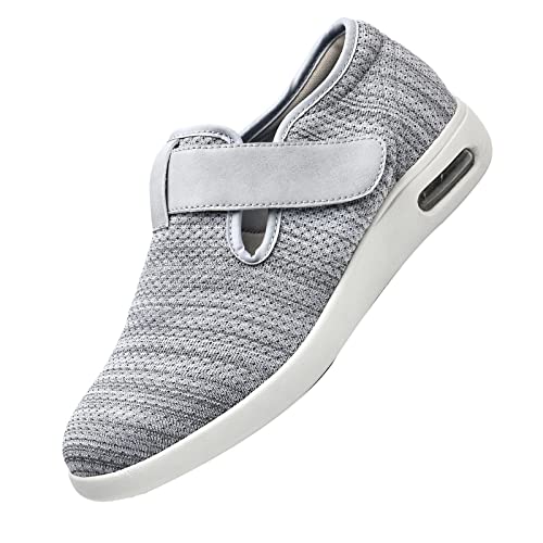 Zapatos hinchados，Cierre Ajustable, Ligero para Edema diabético, Fascitis Plantar, juanetes, Artritis, pies hinchados，Light Grey▁43