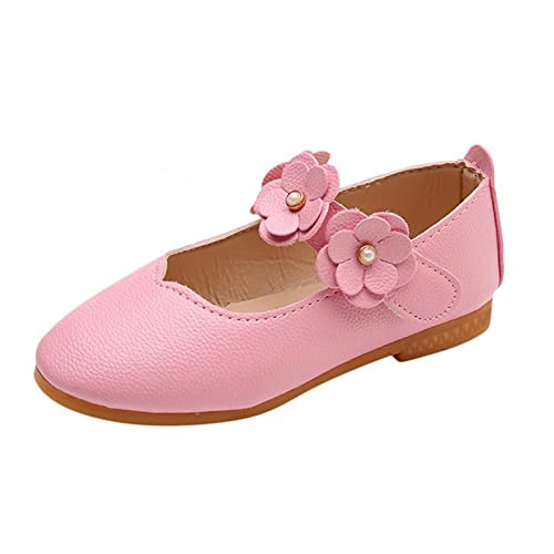 Zapatos infantiles de piel para niña, 25 unidades, zapatos de princesa, zapatos de baile con suelo suave, zapatos de ocio, con cierre de velcro, antideslizantes, zapatillas de ballet, Rosa., 29