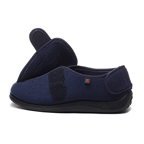 Zapatos OrtopéDicos,para Ancianos, Patas Hinchadas, Zapatillas Ajustables,Dark Blue Plus Velvet_45