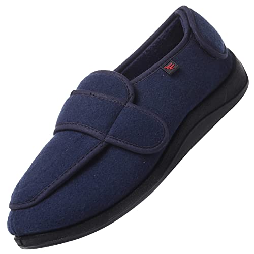 Zapatos OrtopéDicos,para Ancianos, Patas Hinchadas, Zapatillas Ajustables,Dark Blue Plus Velvet_45