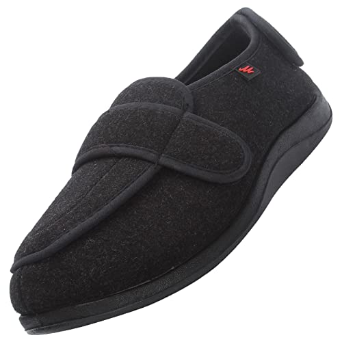 Zapatos Paño Tacón Cuña y Punta Cerrada，Zapatos Ligeros para Caminar Antideslizantes con cojín de Aire para pies hinchados por Artritis y Fascitis Plantar，Black▁50